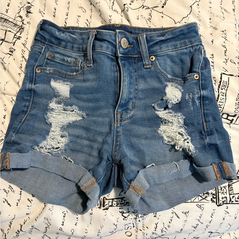 Aeropostale Blue Distressed Jean Shorts